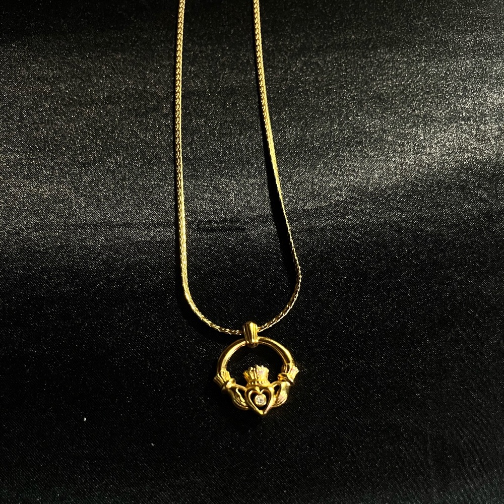 Vintage Avon Heart Necklace-Claddagh Crown, Love, Loyalty, Friendship